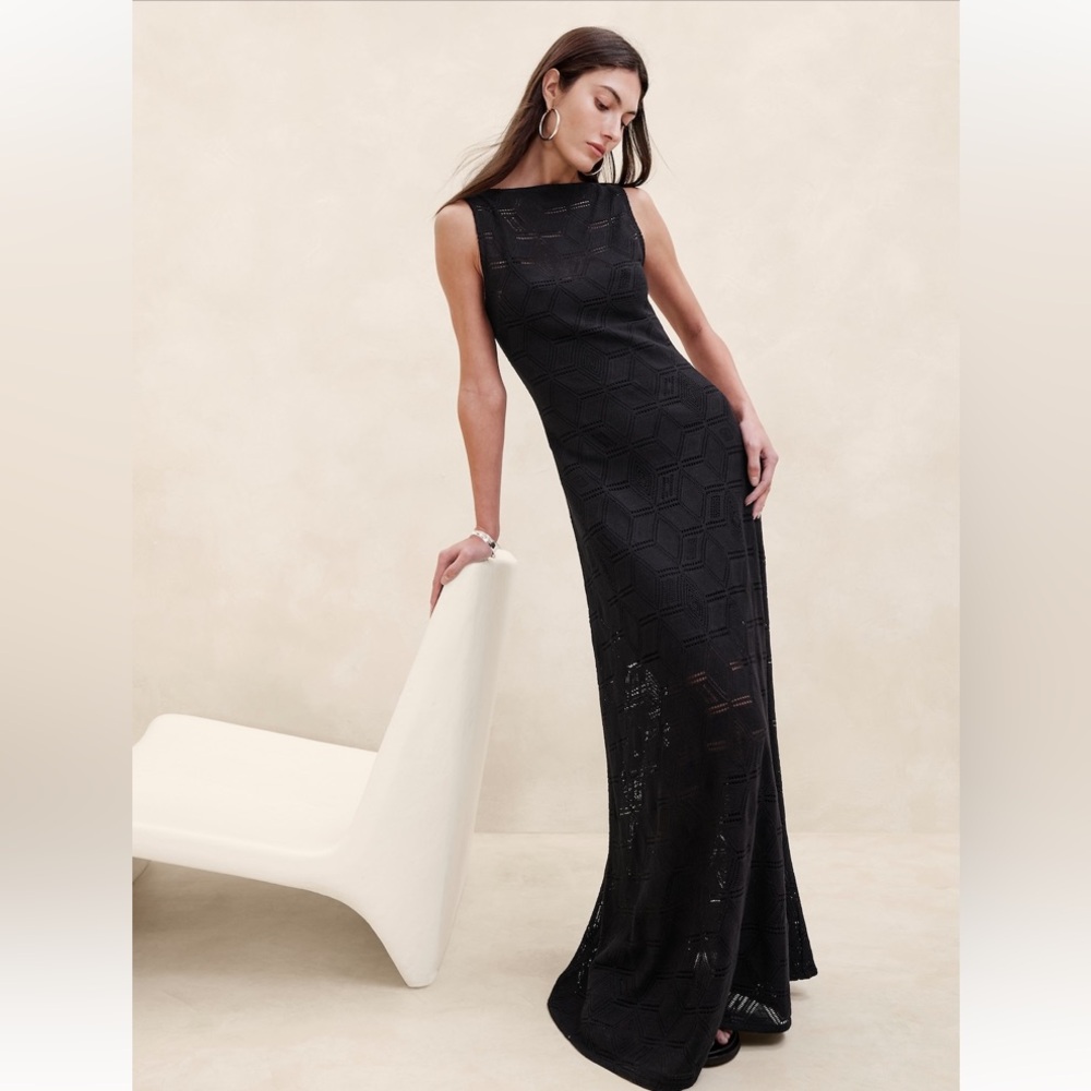 NWT , Banana Republic Lexia Lace Maxi Dress, Color: Black XL (Sold Out Online)